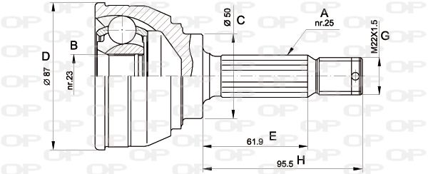 OPEN PARTS Šarnīru komplekts, Piedziņas vārpsta CVJ5044.10